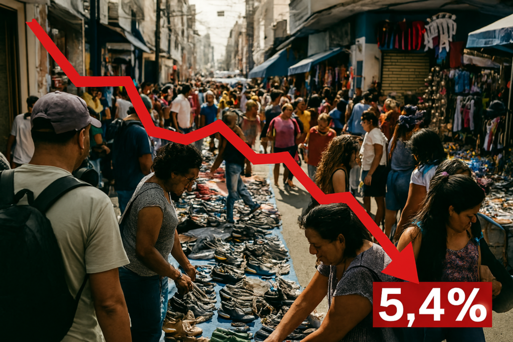 Gráfico da Taxa de Desemprego em queda contrastando com a realidade do trabalho informal.